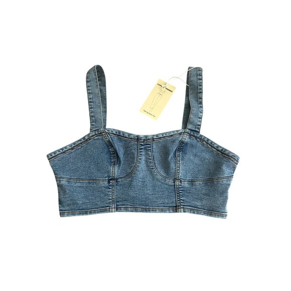 LOVE TRENDS Denim Crop Tank Top Size Medium NEW NWT - Picture 8 of 8